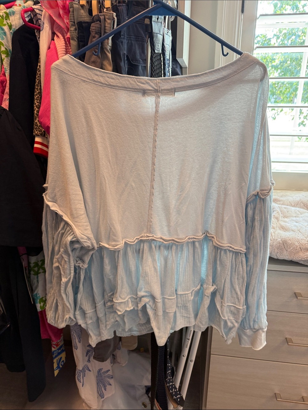 We The Free Light Blue Ruffled Tunic Top - Picture 3 of 3